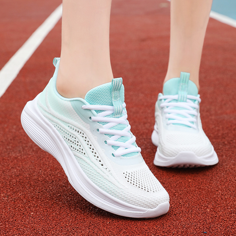 Summer New Versatile Soft Sole Casual Shoes Women S Flyknit Casual Shoes Single Mesh Breathable Lightweight Running Sneakers Ddmysaturn