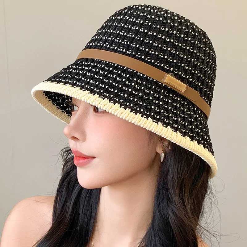 Summer Womens Fashion Temperament Bucket Hats New Knitted Cut-out Bucket Hats for Women W250602