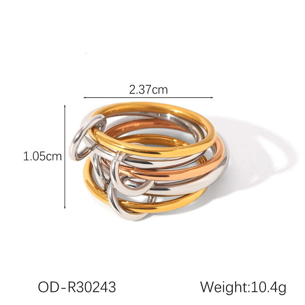 Bestselling Layered Jewelry Stainless Color Block for Women High-end Sense Simple Band Ring Titanium Steel Non-fading
