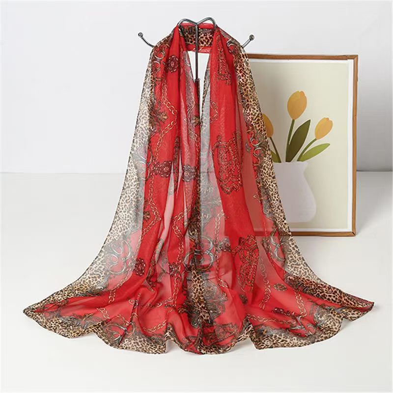 K913 High-end new chiffon scarf for women's decorative versatile gauze scarf firework scarf square dance scarf