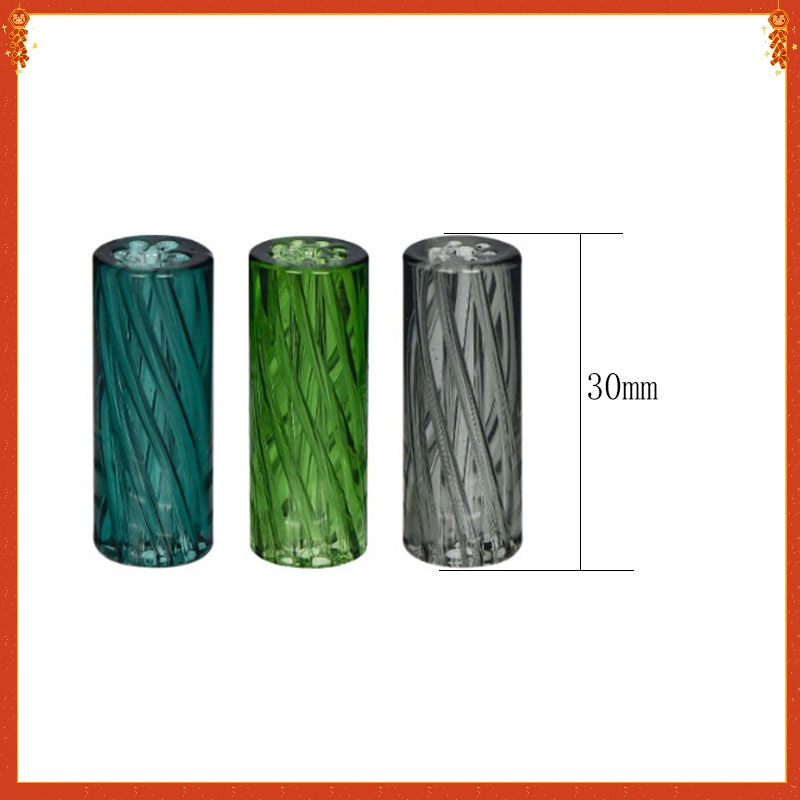 Wholesale L 30mm 12mm Colorful Stripe Mini Glass Cigarette Filter Tips for Dry Herb Tobacco Rolling Drip Thick Pyrex Glass Filter Tips