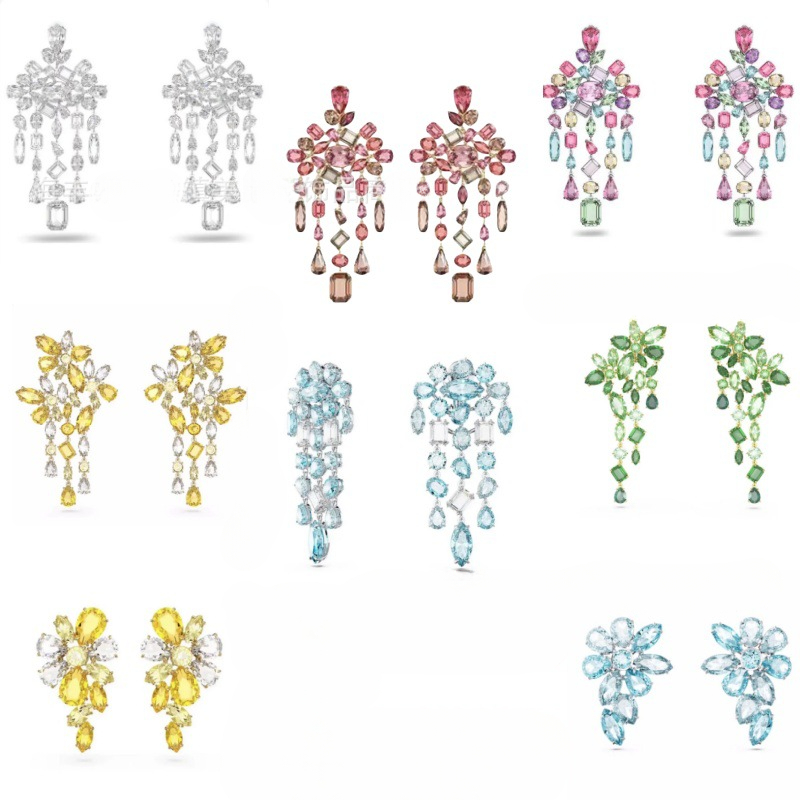 2025 Summer long tassel designer earrings stud for women lovely flower pink blue yellow colorful crystal luxury circle earring earings ear rings jewelry