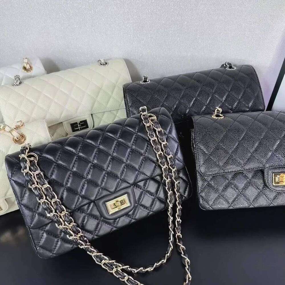 New Tweed Stylecf Chain 2.55 Genuine Leather Argyll Shoulder Crossbody Versatile Classic Flip-Open Small Square Bag For