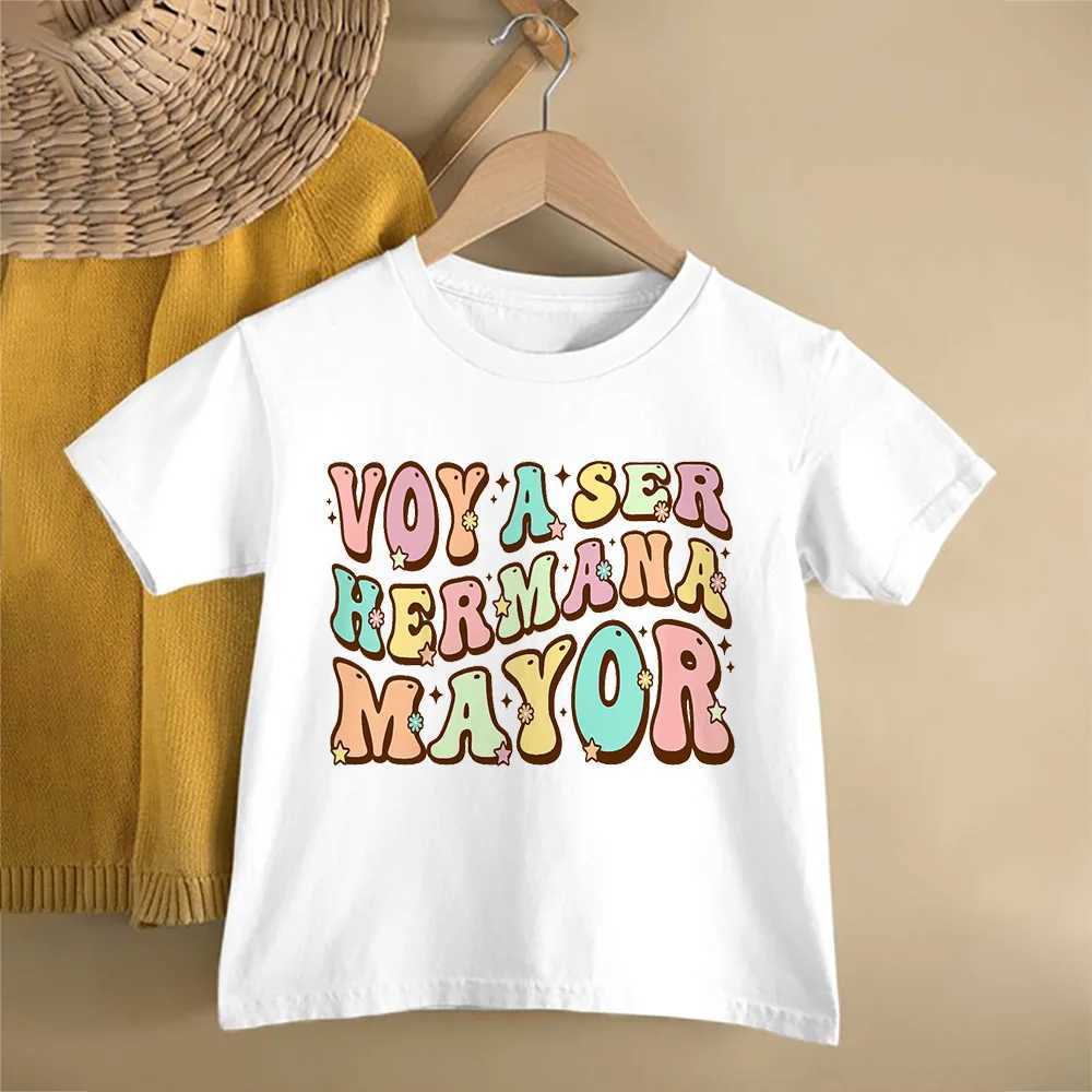 I Will Become A Big Sister Spanish Printed Shirt Big Sister T-shirt Pregnant Announcement Clothes Girls Short Sleeve Shirts Tee T250603