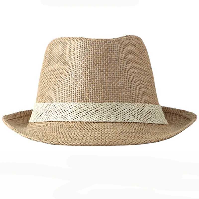 HT2378 Summer Women Men Fedoras Straw Hat Short Brim Trilby Panama Hats Men Straw Beach Sun Hats for Men Breathable Fedora Hat W250602