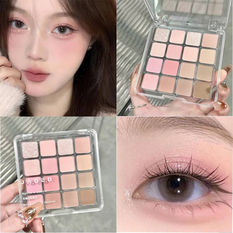 Pearly Glitter Eyeshadow Matte Blue Pink Korean Charming Makeup Palette 16-color Lasting Shiny Eye Pigments Cosmetic