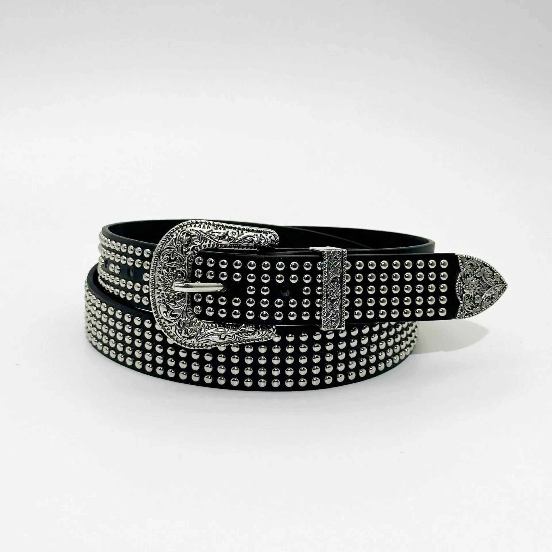 Mens Jeans Rhinestone Large Size Belt Womens Belt Western Denim Shiny Rivet Design Leather HipHop Punk Rock Y2K Style BeltXJ250602