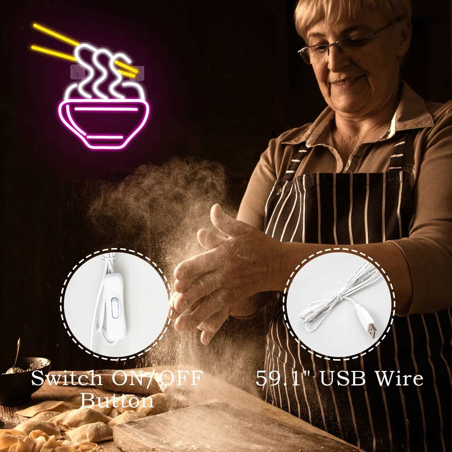 Ramen Neon Sign Wall Ramen Noodle Light Up Signs Restaurant Home Bar Kitchen Dining Room Cafe Cool Neon Custom Shop Decor XJ250602