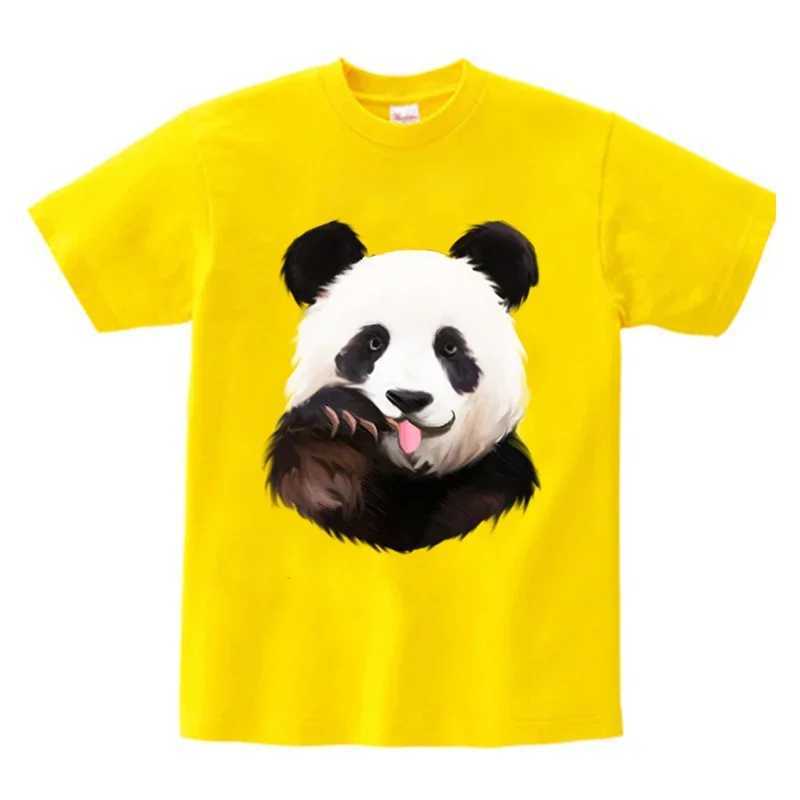 Cartoon Panda 2024 Kids Cotton T-shirt Boys and Girls Tops T-shirt Short-sleeved Childrens Summer Casual Clothes Kids T-shirt T250603