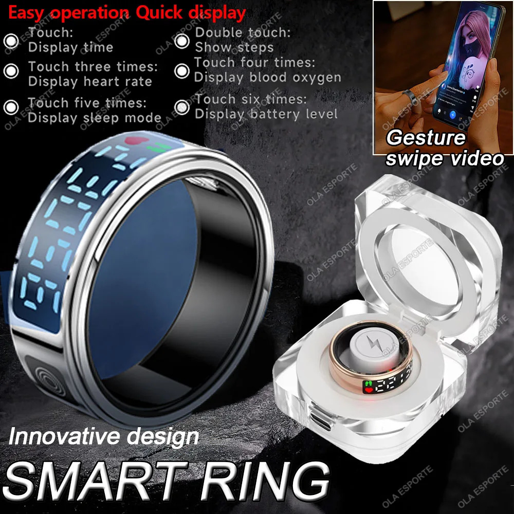 2025 For Galaxy Ring Smart Touch Disaply Screen Gesture Video Health Monitor Waterproof SmartRing Men Women 250603
