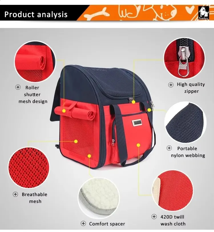 Truelove Fashion Breathable Pet Backpack Cat Dog Travel Shoulder Portable Foldable Cat Pet Bag TLX1971 250526