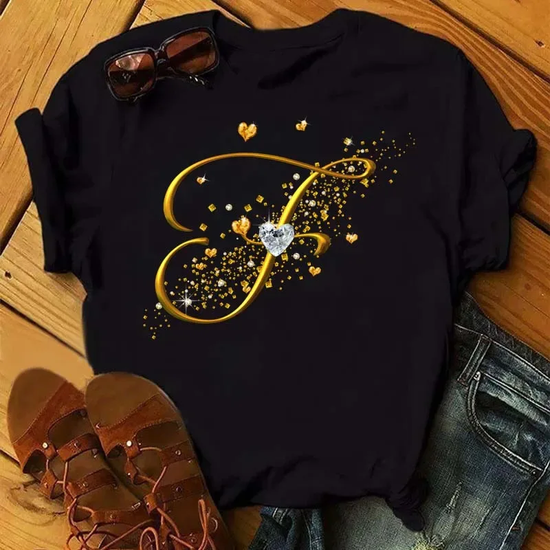 Cotton 100% New Watercolor Letter Fashion Women's Designer T-shirt Personality Design Sense Letter Short Sleeve Oversized T Shirt