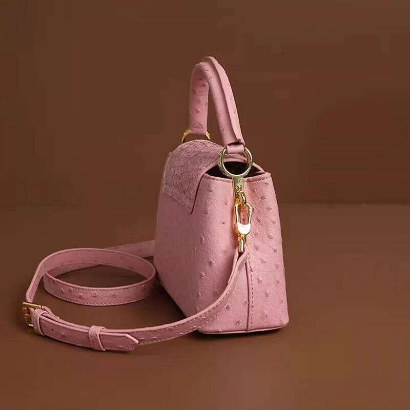 Ostrich Print Designer High Quality Leather Handbag For Women Girls Fashion Single Shoulder Crossbody Bag