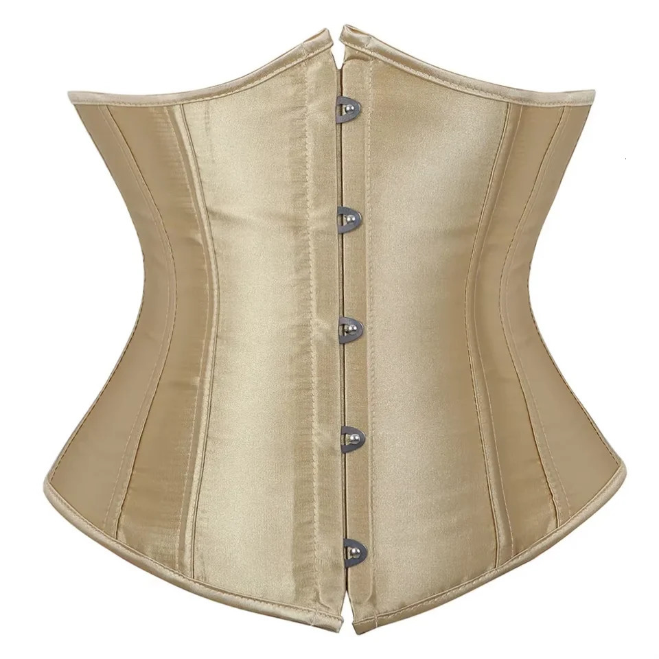 Womens Satin Underbust Corset Bustier Sexy Underwear Waist Slimming Body Shaper Corset Top for Women Steampunk Lace-up Corset 250528
