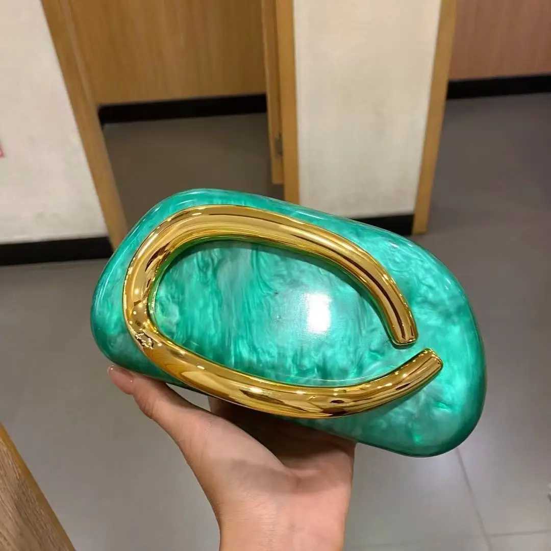 Luxury Designer Metal Handheld Women Handbag Shimmer Acrylic Shell Bag Evening Bag Wedding Party Clutch Purse Shoulder Bag W250602