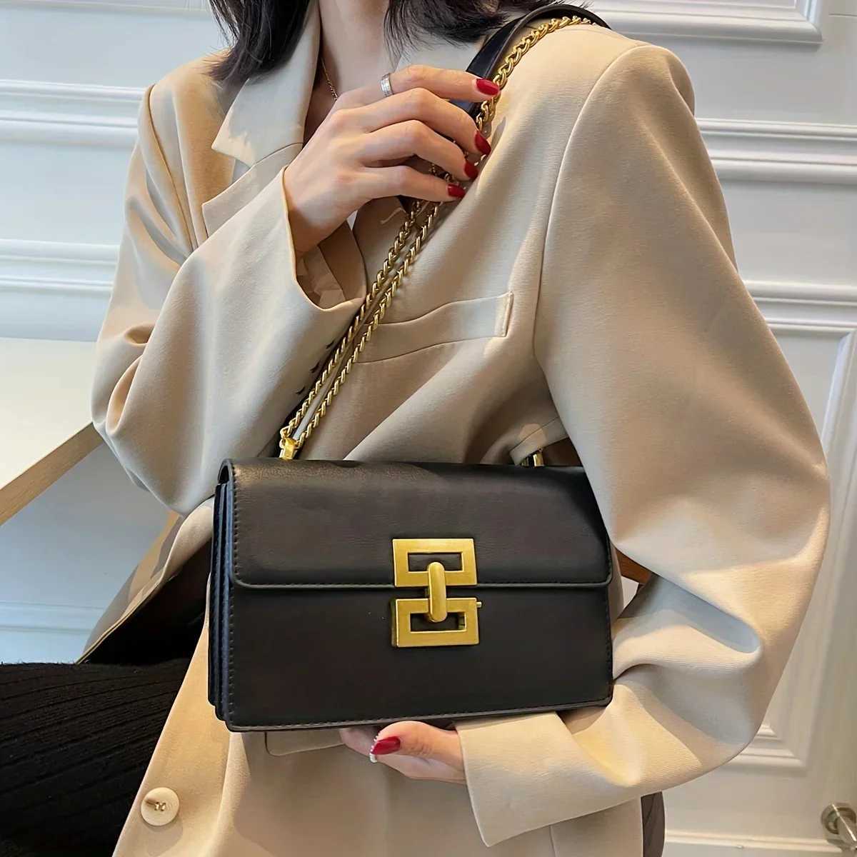 Minimalist Classic Crossbody Bag Square PU Leather Flip Wallet Womens Casual Handbag and Shoulder Bag Y250603