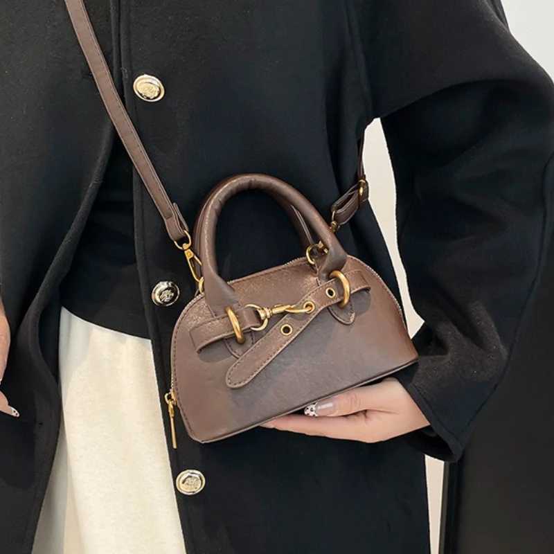 Small Size Top-handle Bags For Women Belt Buckle Design Mini Shoulder Crossbody Shell Bag Luxury Designer Purses And Handbags Y250603
