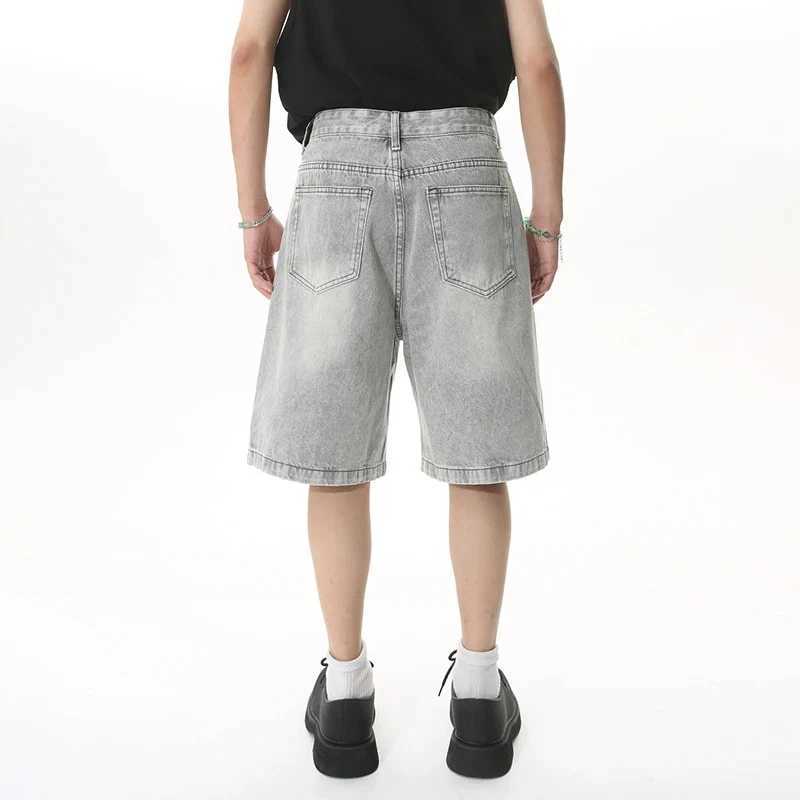 Men Designer Brand Casual Shorts Male Baggy Streetwear Knee Length Denim Short Pants Summer Fashion Daily Wide Leg Short Jeans T250603
