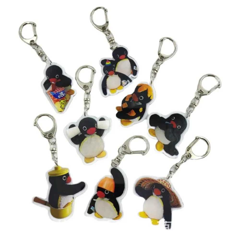 Funny Anime Cute Penguin Key Chain Bag Pendant Gift Micro Landscape Decoration Key Ring Jewelry Frog Bear Acrylic Keychain Gifts XJ250602