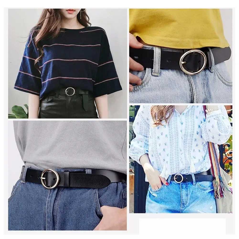 NEW High-end Round Women Belt Fashion Waist Belt Leather Metal Buckle For Ladies Leisure Dress Jeans Decoration Waistband XJ250602