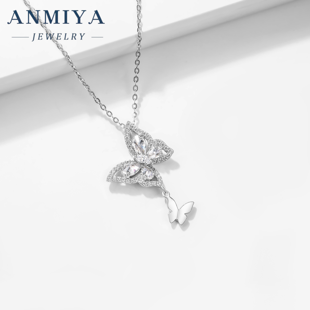Dainty Butterfly Pendant Necklace 925 Sterling Silver Necklaces for Women Jewelry