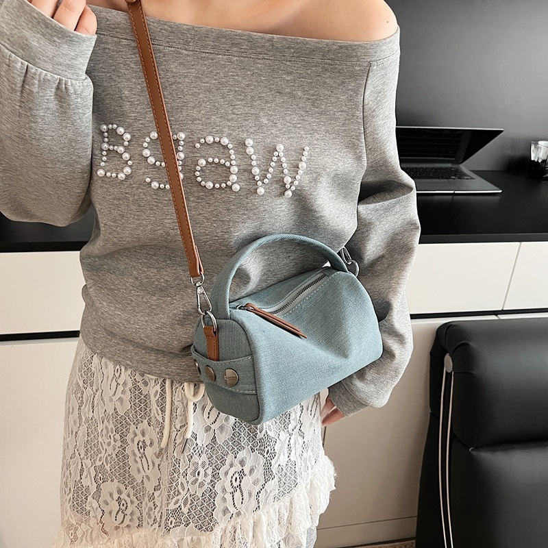 designer Small Bag for Women 2025 New Trend Color-Block Retro Denim Canvas Pillow Bag Versatile Handbag Shoulder Crossbody Bag Trendy