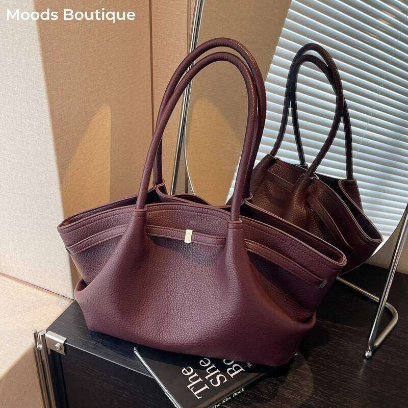 MOODS Lychee Pattern Underarm Shoulder Bags For Women Soft PU Leather Large Capacity Mini Tote Bag 2025 Designer Handbags