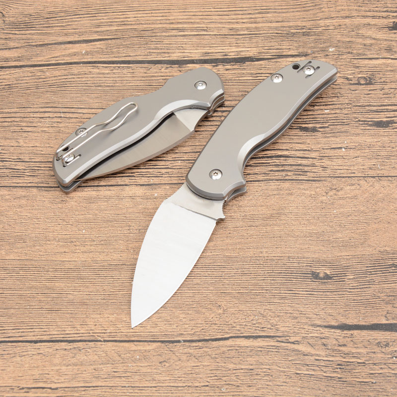 High End C123 Folding Knife S30v Satin Blade CNC TC4 Titanium Alloy Handle Ball Bearing Outdoor Survival Pocket Knives