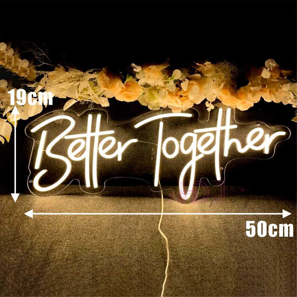 Better Together Neon LED Sign For Wedding Neon Light Sign Party Room Decor Mr And Mrs Neon LED Lights Bedroom Wedding Decoration XJ250602