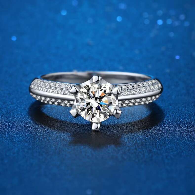 Lab-grow Diamond Ring Wedding Jewelry Gifts 925 Sterling Silver White Princess Cut Moissanite Ring for Women