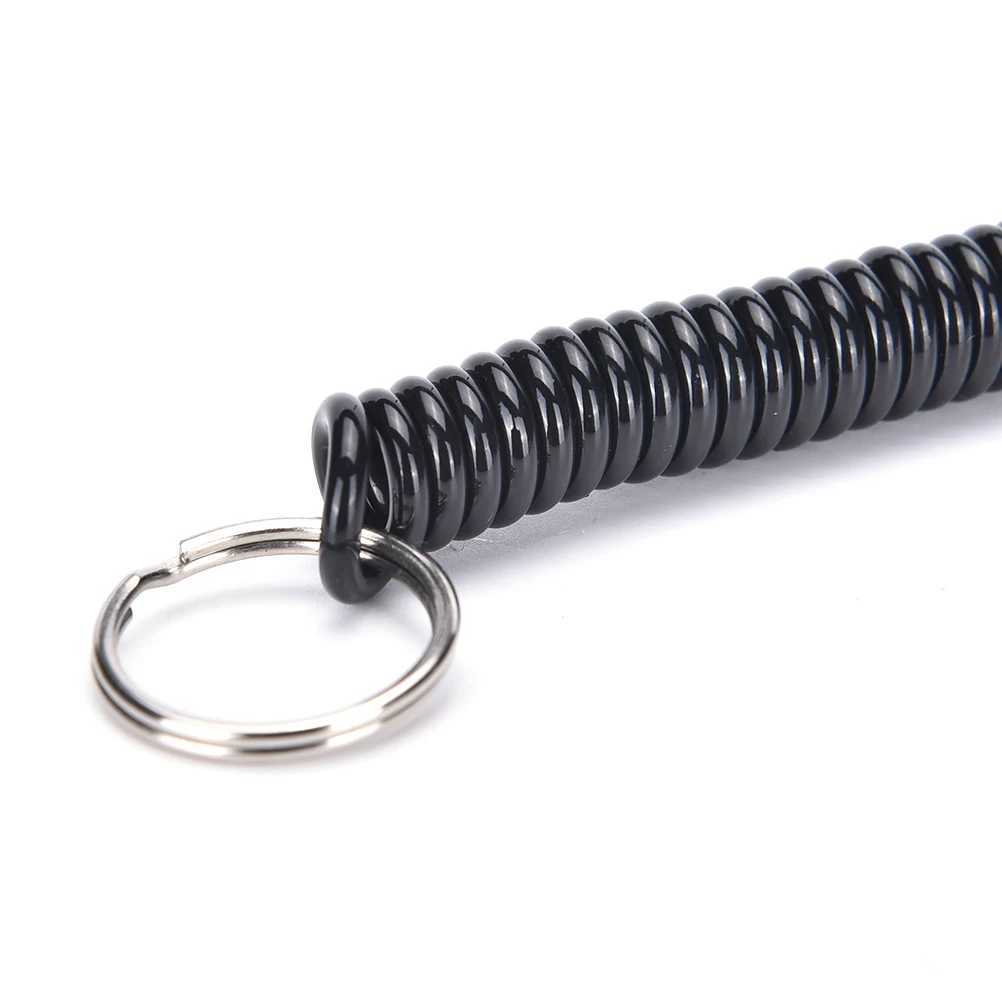 2Pcs Plastic Black Retractable Spring Coil Spiral Stretch Chain Keychain Key Ring For Men Women Key Holder Keyring GiftsXJ250602