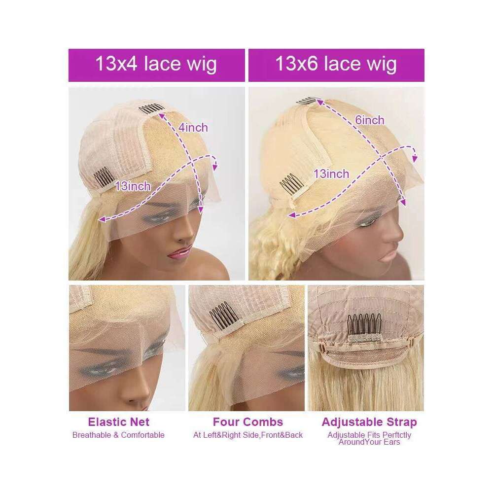 40Inch 613 Body Blonde 13x6 Hd Frontal Human Hair Brazilian Color Water Wave Lace Front Wig For Women 250% Density