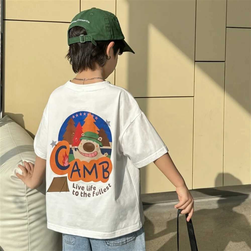 2025 new cotton short-sleeved T-shirt for boys and girls in summer breathable half-sleeved tops trendy summer clothing T250603