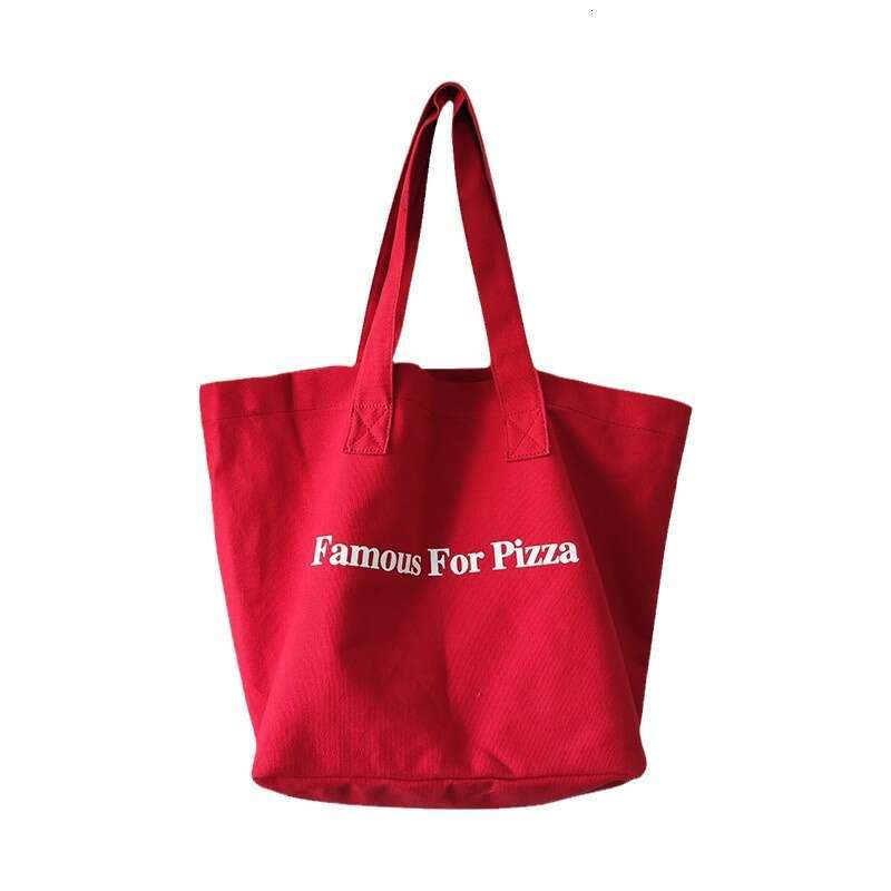 2024 New Ins Niche Red Casual Letter Print Canvas Shoulder Large Capacity Student Bag