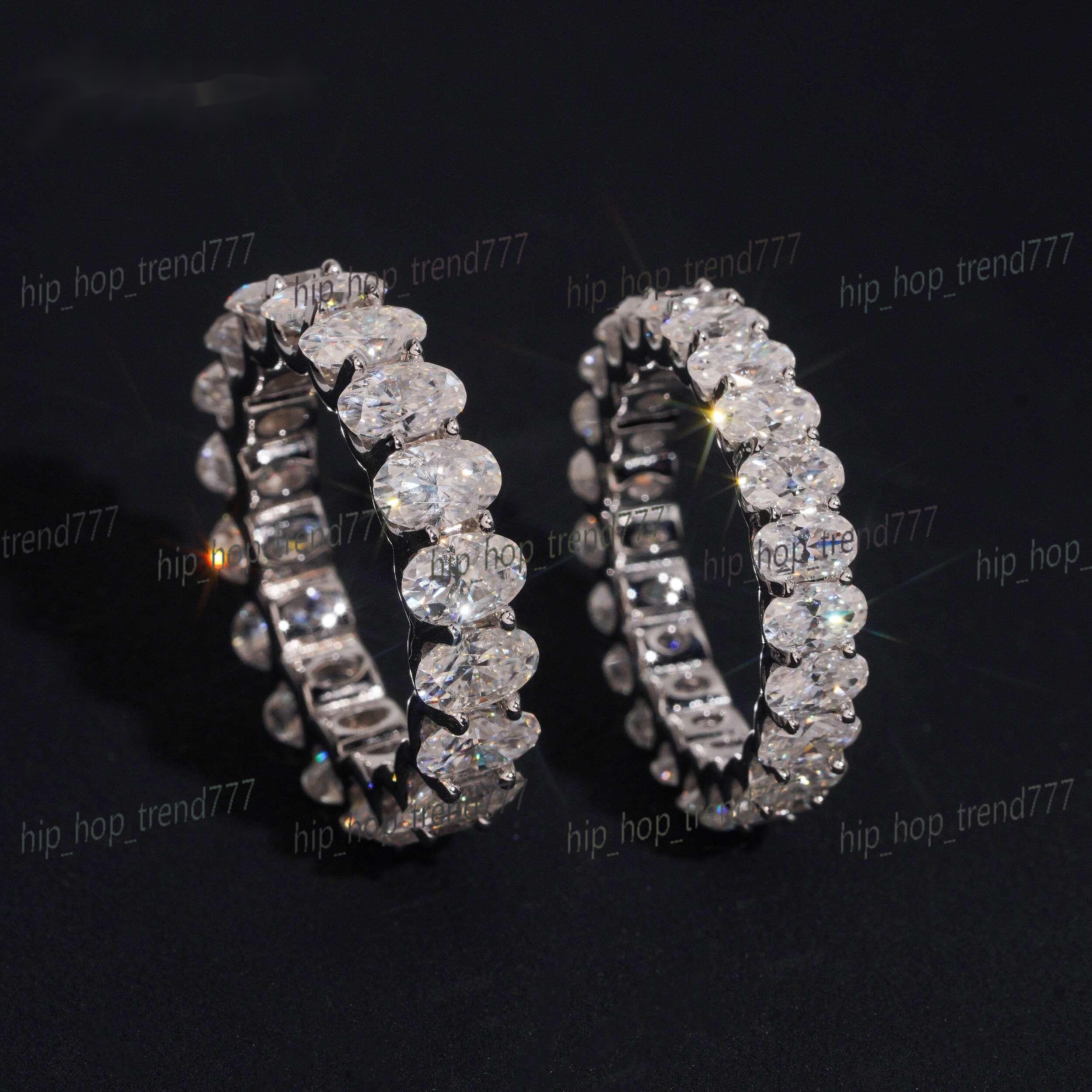 Luxury 925 Sterling Silver Full Oval 4x6 3x5 Moissanite Finger Ring Classic Wedding Engagement Fine Jewelry Gift for Women