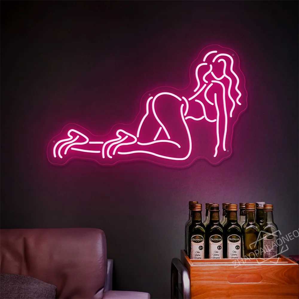 Girl Women Body Pink LED Neon Light Sign for Wall Decor USB Powered for Bedroom Living Bar Club Decorations Game Room Party Gift XJ250602