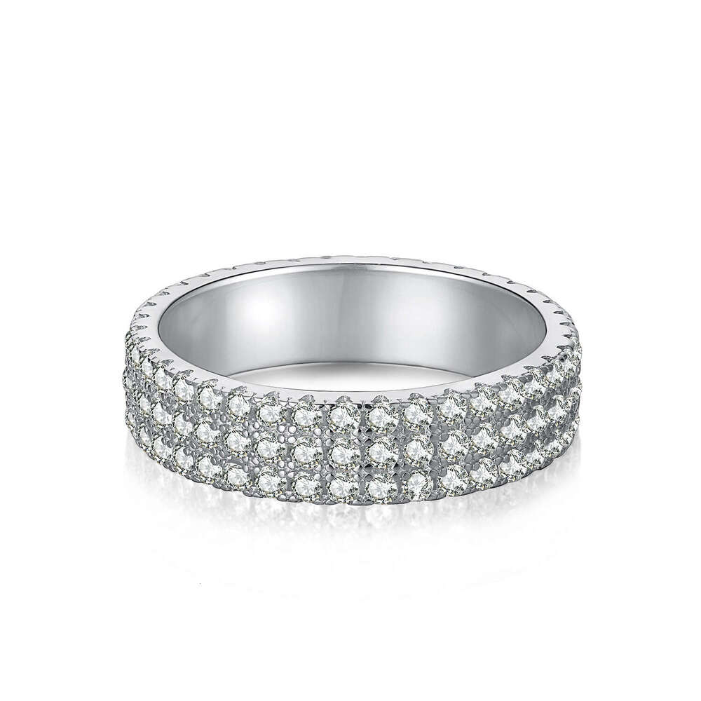Linglang Jewelry S Pure Silver for Women High-end Full Diamond Zircon Row Stackable Ring