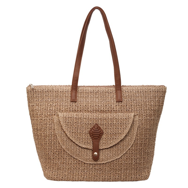 designer Casual Large Capacity Beach Vacation Straw Bag for Women 2025 New Versatile Crossbody Woven Tote Bag