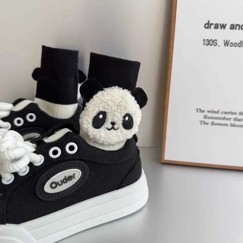 Pure Cotton Cute Socks Designer Panda Women Socks Kawaii Funny Black White Middle Tube Socks T250602