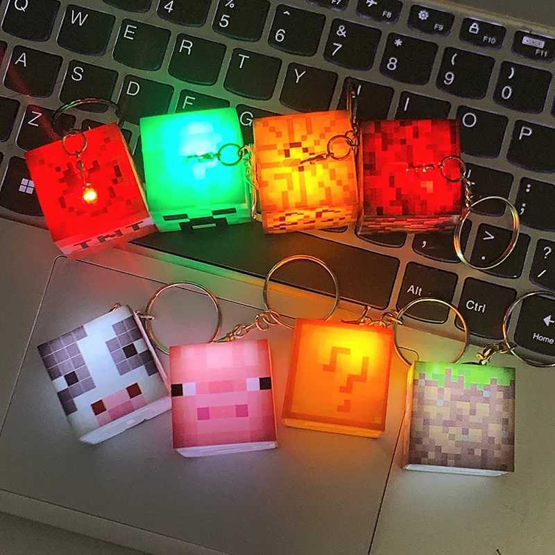 LED Keychain Birthday Gifts for Guests of the World Keychains Game Gift Cube Luminous Keychain Bag Pendant Car Keyring Gift for Kids XJ250602