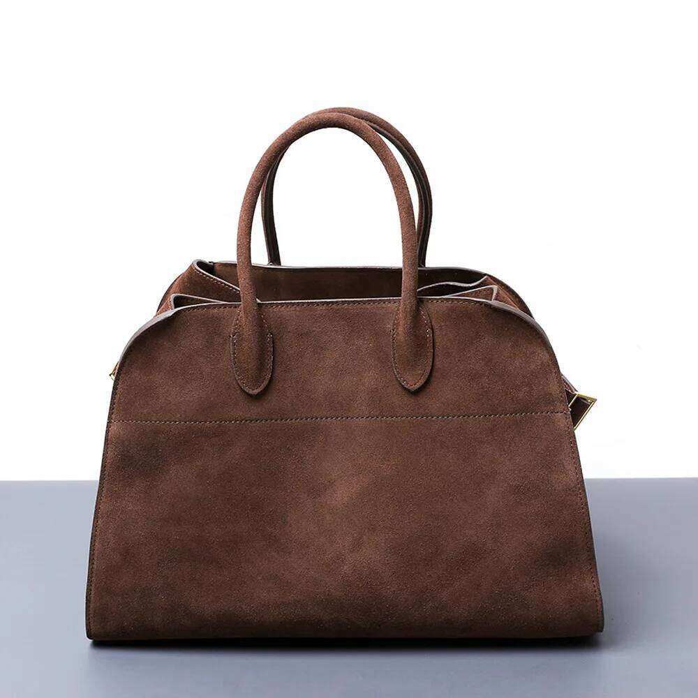 2025 Fall Vintage Leather Tote Women's Genuine Cowhide Suede Large Capacity Commuter Shoulder Bag With Multi-Pocket