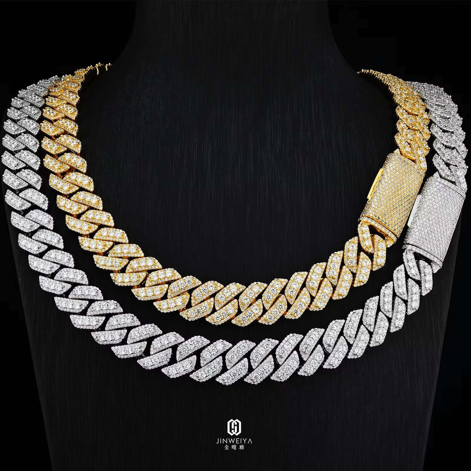 Dropshipping Products 2025 S925 Silver 15Mm Miami Cuban Chain Moissanite Gold Chain Men