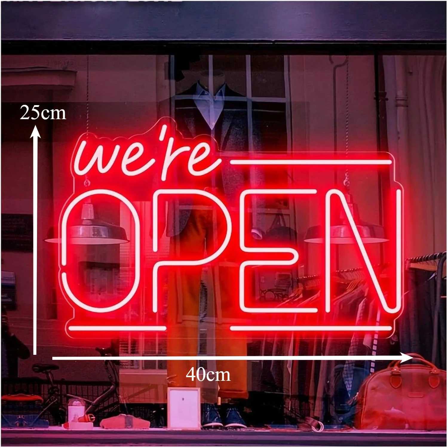 Hanging Art Neon Signs Were Open Neon Light USB Dimmable Business LED Night Light for Shop Market Restaurant Shop Wall Decor XJ250602
