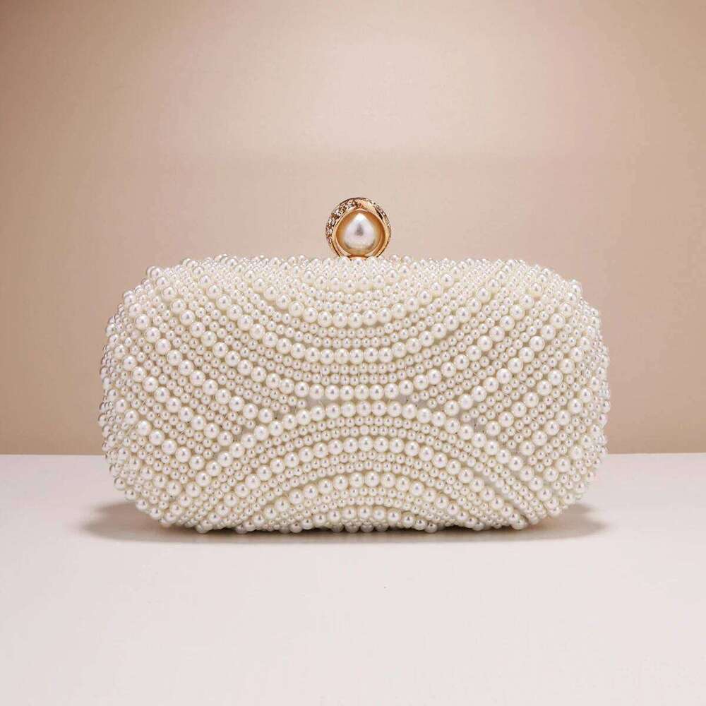 Ring Beaded Finger Women Clutch Party Evening Bags Pearl Dias Embroidery Handbags With Chain