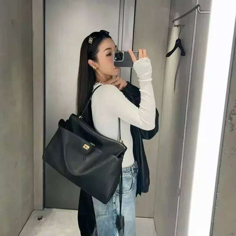 Rodeo Leather Women Business Briefcase Fashion Single Shoulder Diagonal Cross Women's Handbag Buckle Underarm Bag