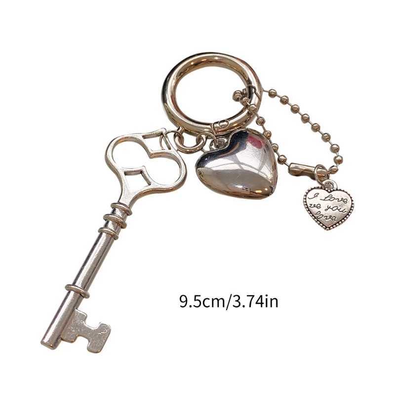 Fashionable Keys and Heart Keychains Heart Keys Rings Alloy Material XJ250602