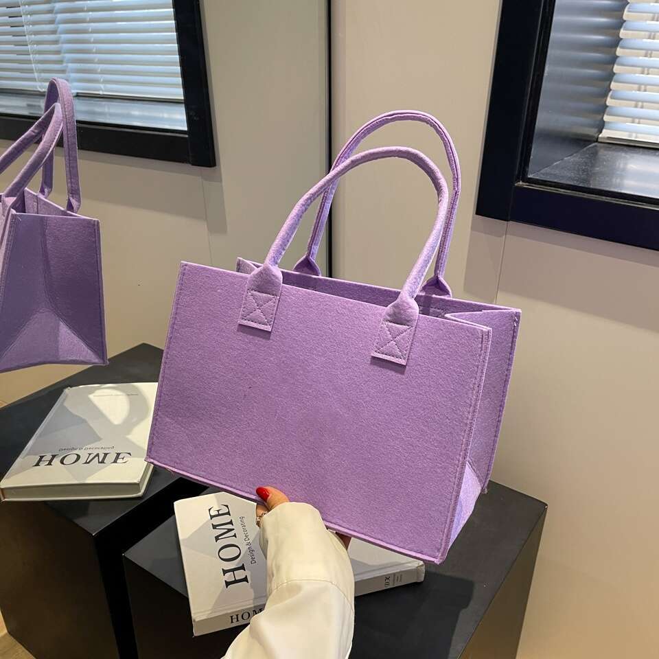 Ins Style Women's Large Capacity Shoulder New Solid Color Versatile Felt Handbag Gift Bag Customizable
