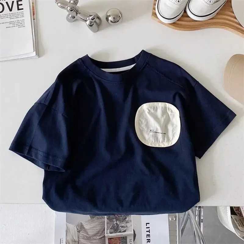 2024 Summer Boy Children Patch Hip Hop Short Sleeves T-shirt Girl Baby Loose Casual Tops Kid Cotton Tees Fashion Toddler Clothes T250603