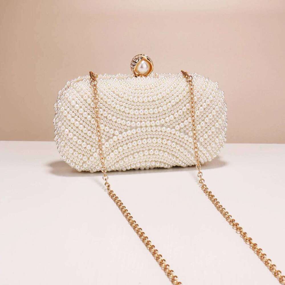 Ring Beaded Finger Women Clutch Party Evening Bags Pearl Dias Embroidery Handbags With Chain