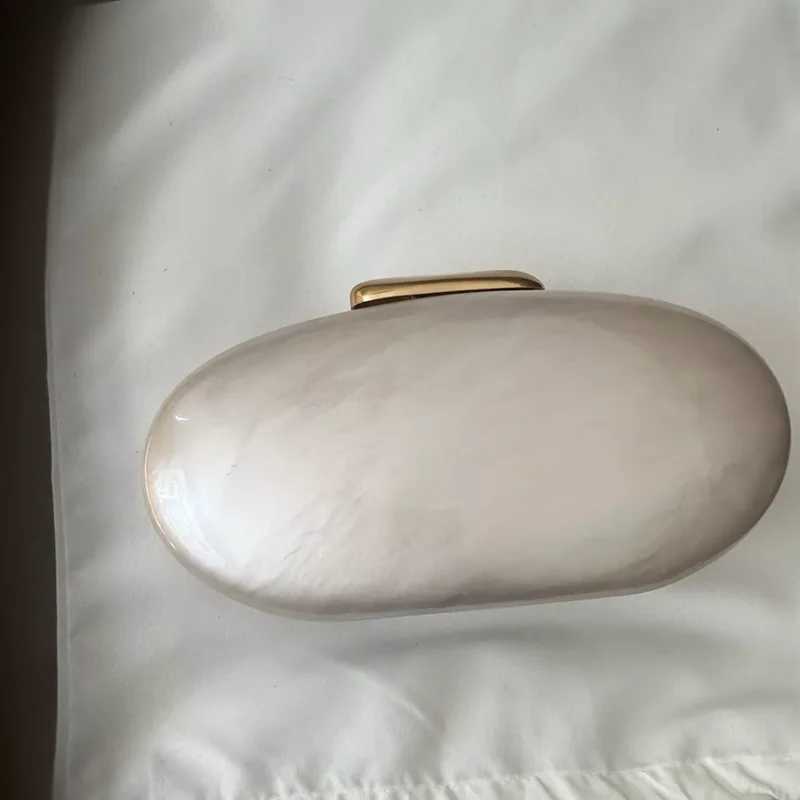 Egg shape Clutch Bag Acrylic purse women wedding evening denner party cute ivory pearl color purse handbag summer new 2024 H260513